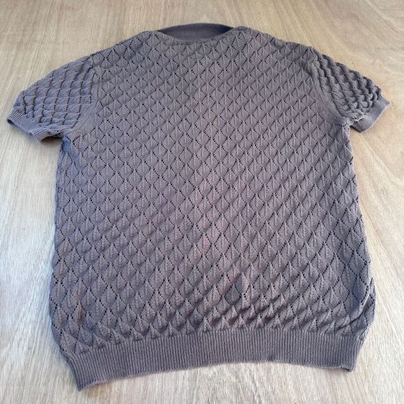 Forever 21 Men’s Taupe 100% Cotton Knit Button Front Short Sleeve Sweater XXL - Picture 2 of 4